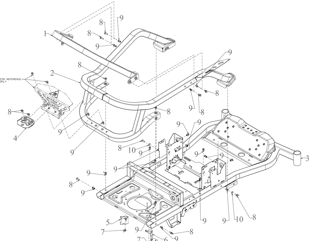 Frame Diagram and Parts List for ZT1-42KH (17CS010)(2019) Cub Cadet Lawn Tractor